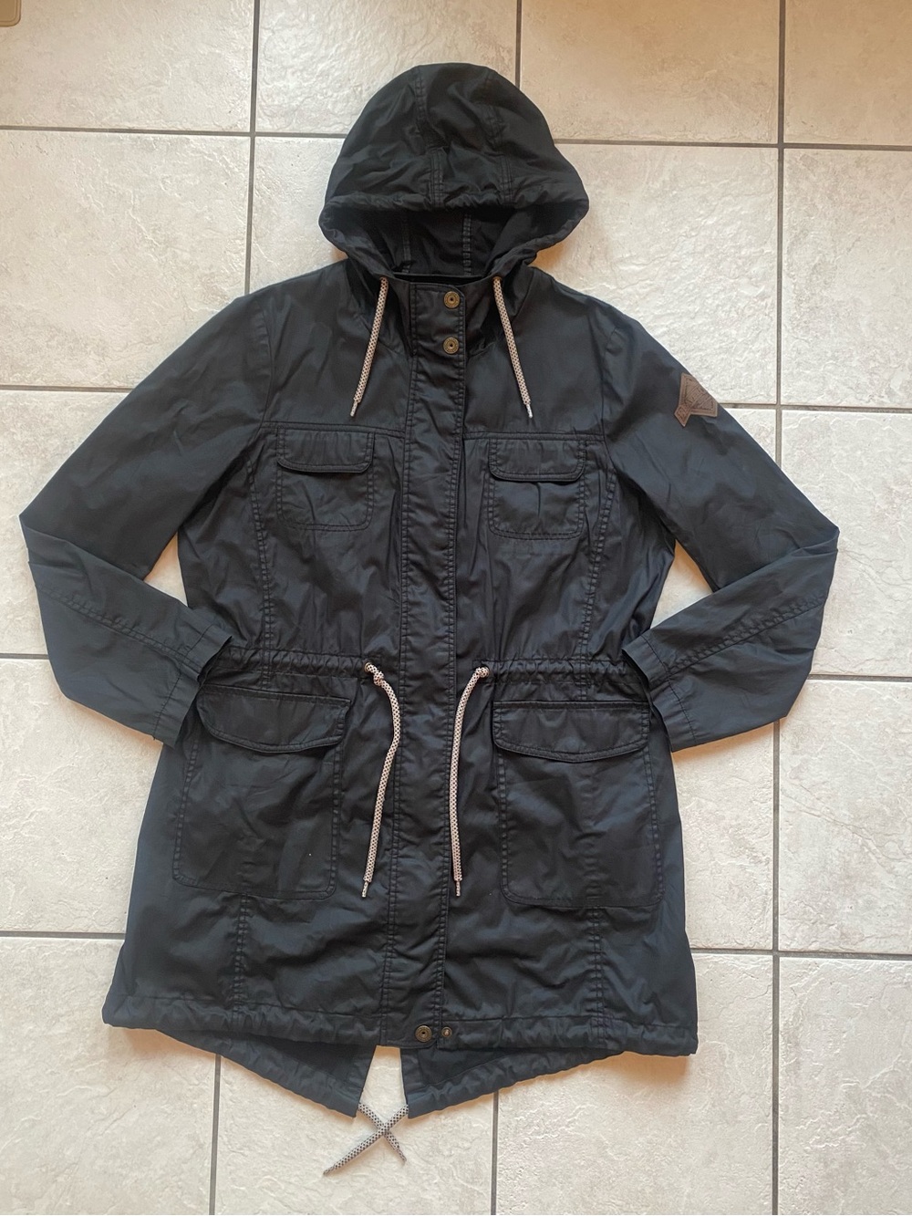 Beaver Canoe Women XL Cargo Utility Jacket Black Cotton Heavy Anorak Windbreaker